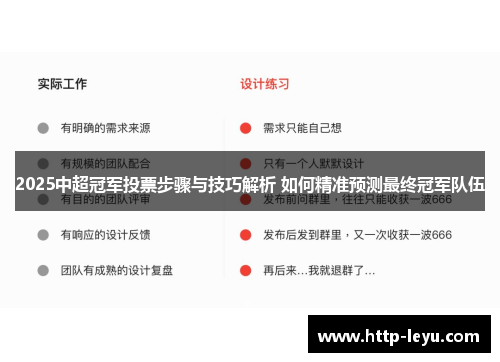 2025中超冠军投票步骤与技巧解析 如何精准预测最终冠军队伍