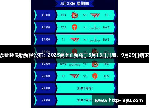 澳洲杯最新赛程公布:2025赛季正赛将于5月13日开启,9月29日结束 澳洲杯最新赛程公布:2025赛季正赛将于5月13日开启,9月29日结束