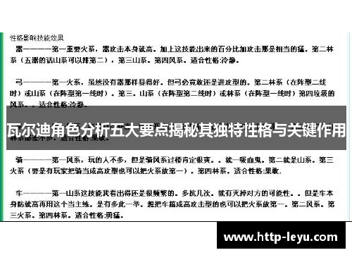 瓦尔迪角色分析五大要点揭秘其独特性格与关键作用 瓦尔迪角色分析五大要点揭秘其独特性格与关键作用